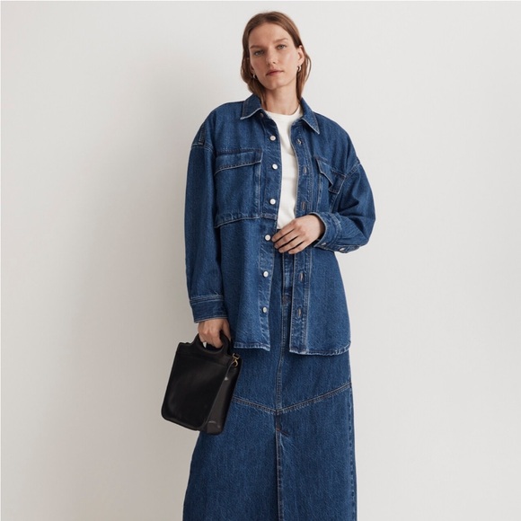 NWT Madewell denim oversized cargo shirt jacket in palmerston wash | size XXL - Picture 2 of 5